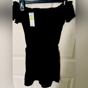 Material girl new with tags off the shoulder, black smocked romper